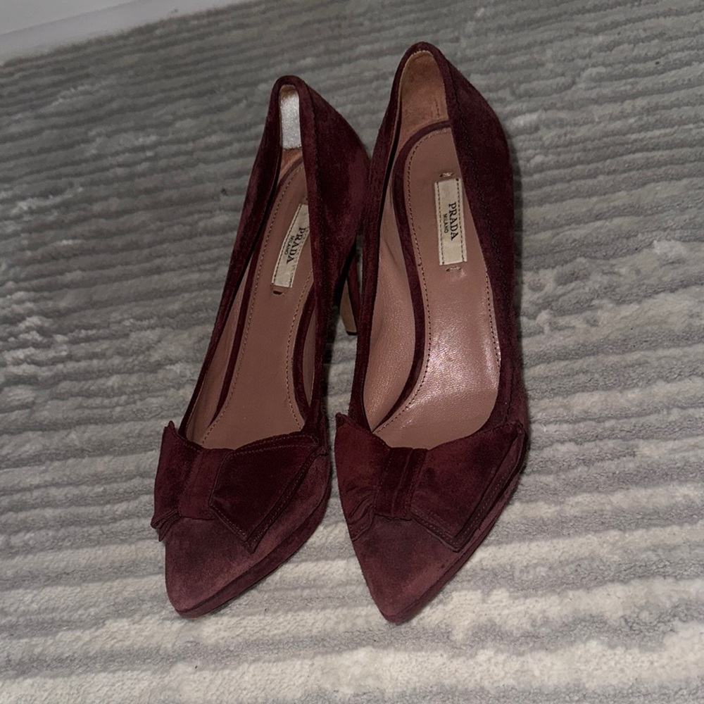 Prada Brown Suede Heels Elegant Design